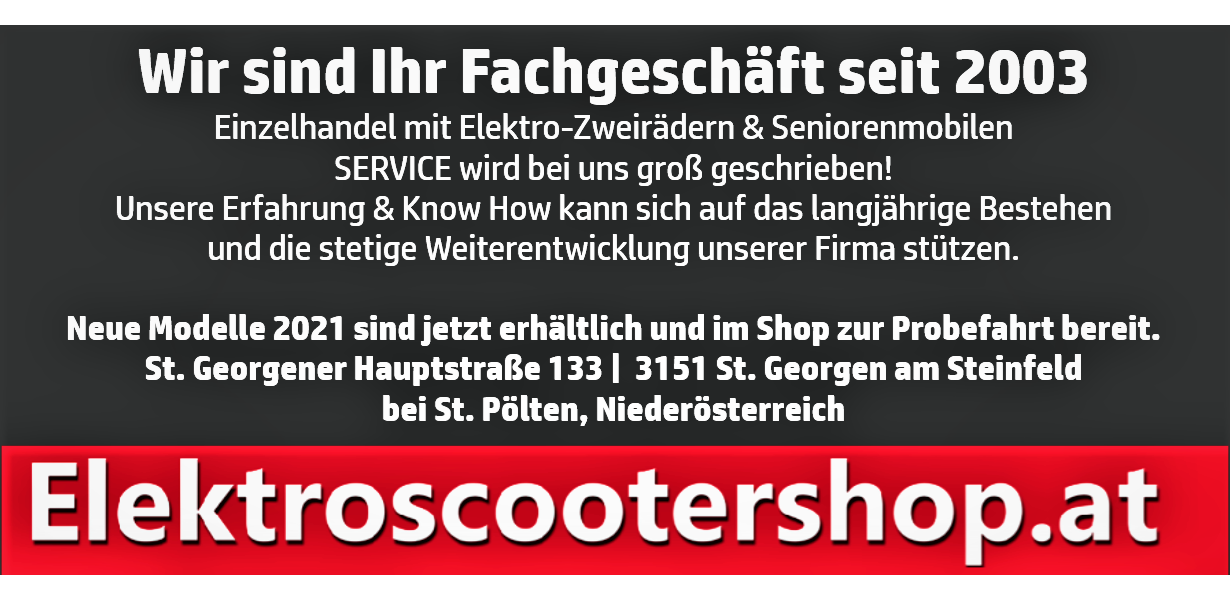 Lagernde E-Scooter & E-Roller bei Diro Ihr Fachgeschäft in St. Pölten oder Wien